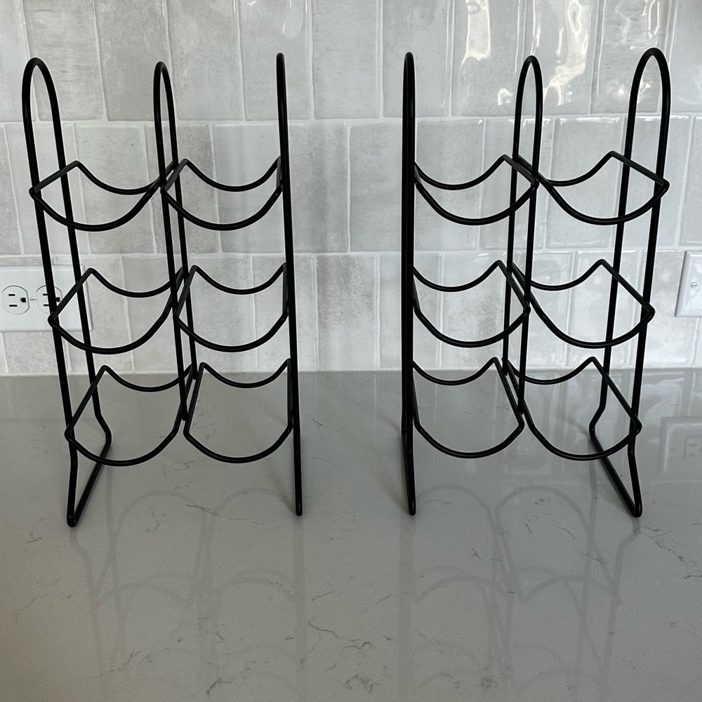 Sleek Black Wine Rack Set